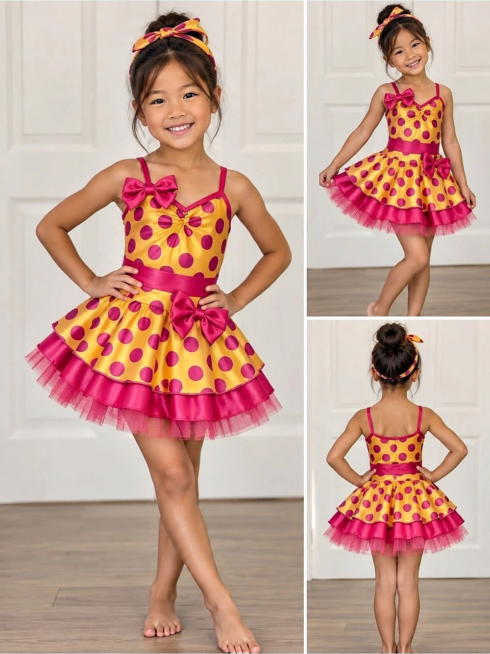 Pink and Yellow Polka Dot Dance Costume